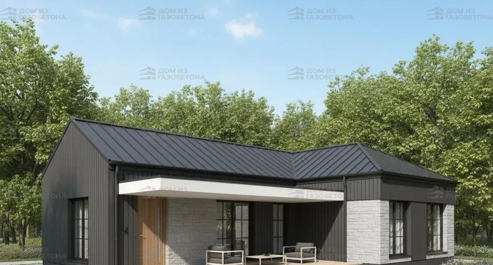 Проект Одноэтажный дом 19 на 19, 168 м2