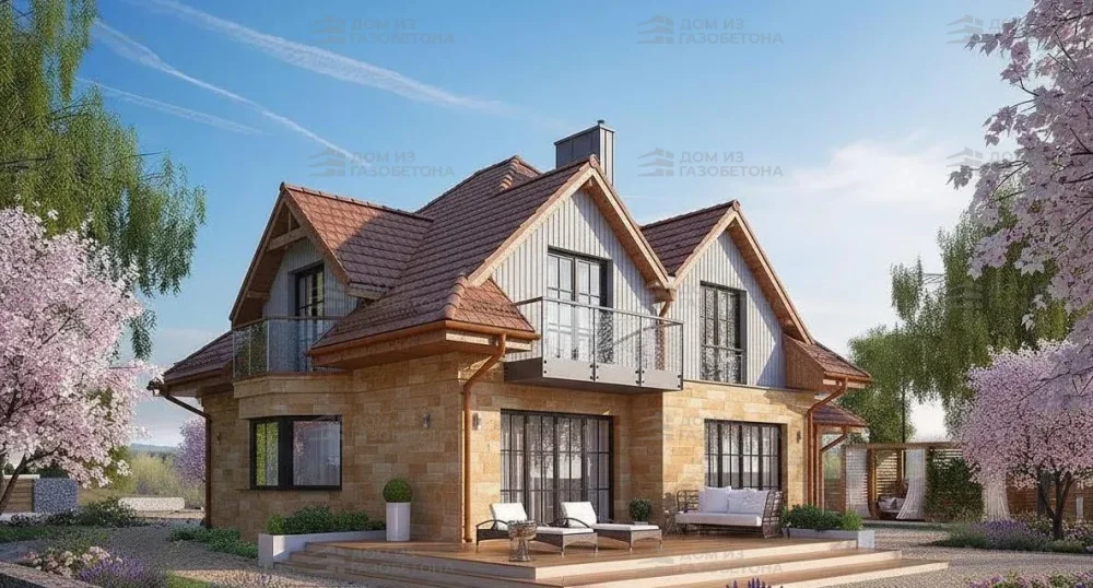 Проект Двухэтажный дом 15 на 15, 225 м2